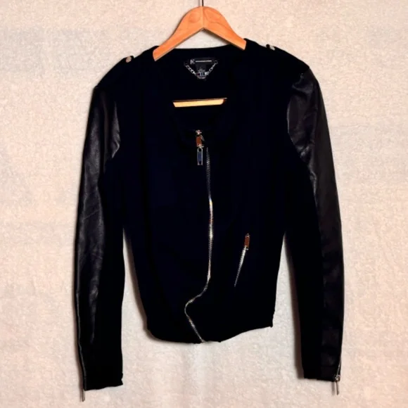 LAST CALL FINAL PRICE GREAT DEAL INC faux leather double zipper jacket large - Picture 2 of 10